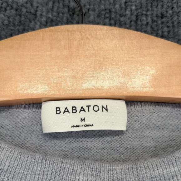 Babaton Women's Pullover Knit Sweater Gray Medium Raglan Sleeve Merino Wool - Picture 8 of 13